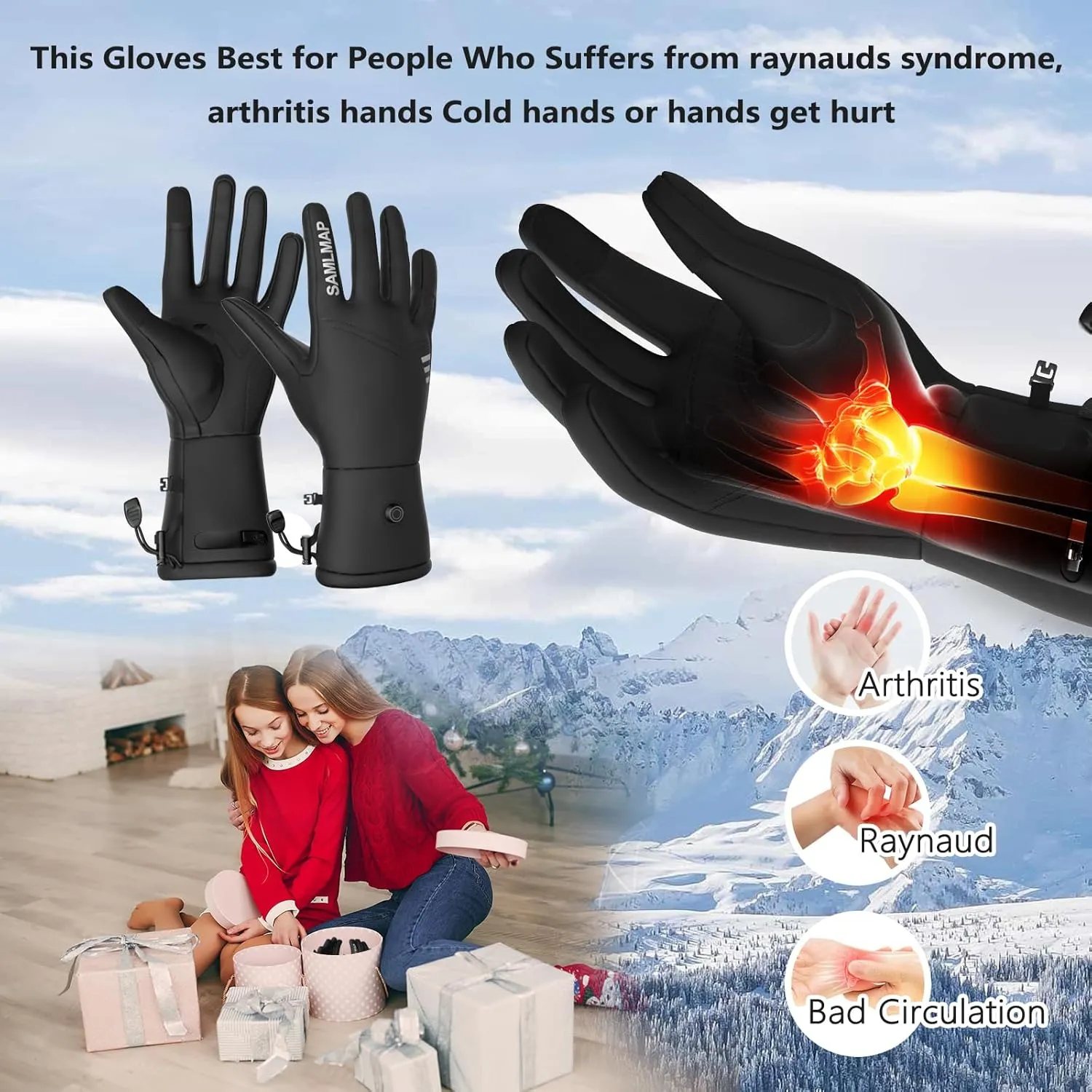 Heated Gloves, Electric Gloves Heated for Men/Women Rechargeable, Waterproof Work Motorcycle Glove for Winter Outdoor