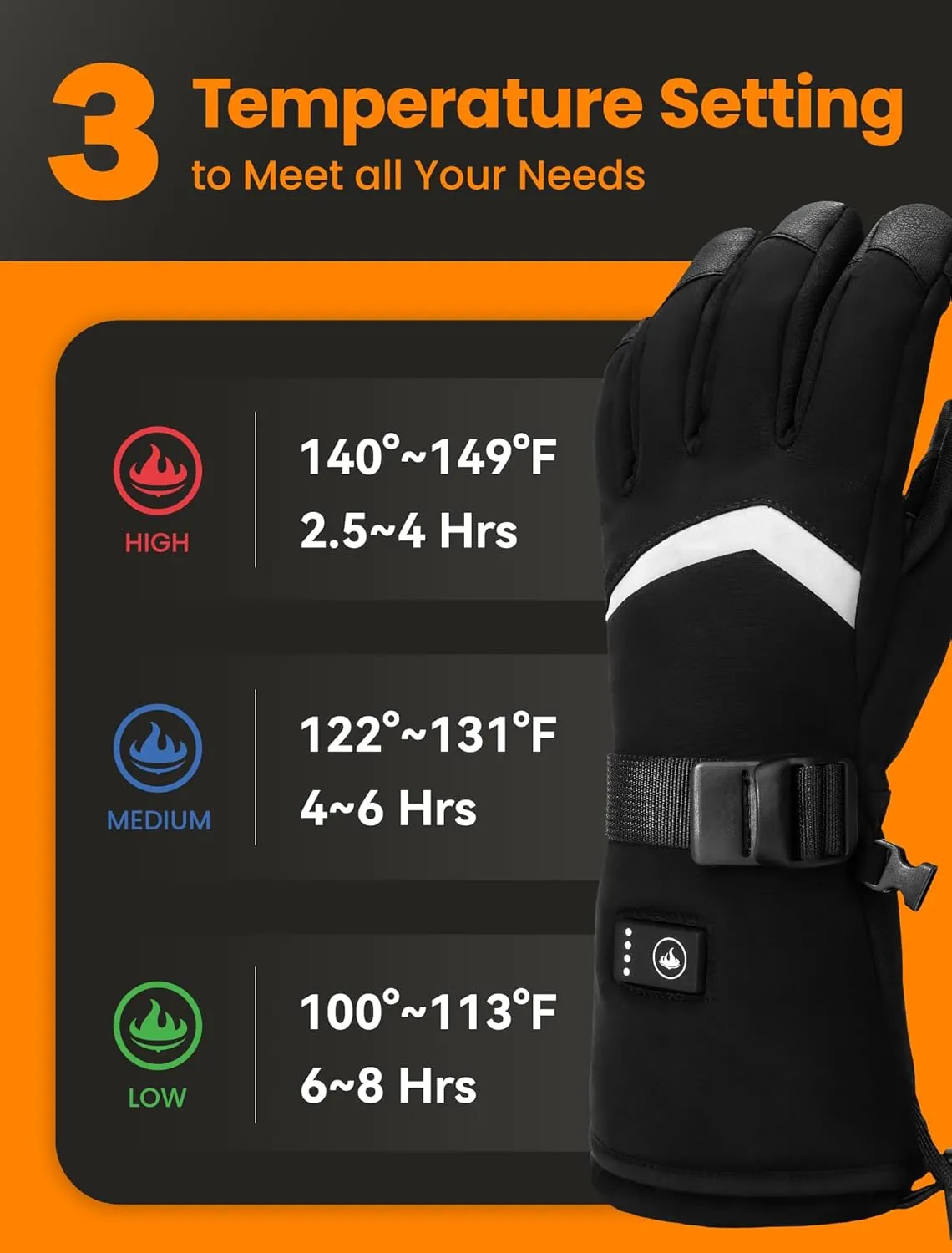 Heated Gloves for Men & Women, Heated Gloves with Touchscreen, Winter Gloves for Skiing, Snowboarding, Hiking, Camping, Hunting, Fishing, Cycling