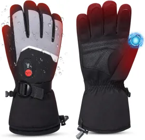Heated Gloves for Men Rechargeable Waterproof Winter,Machine Washable Electric Heating Ski Glove for Hiking Motorcycling Camping Fishing Cold Weather Hand Warmers