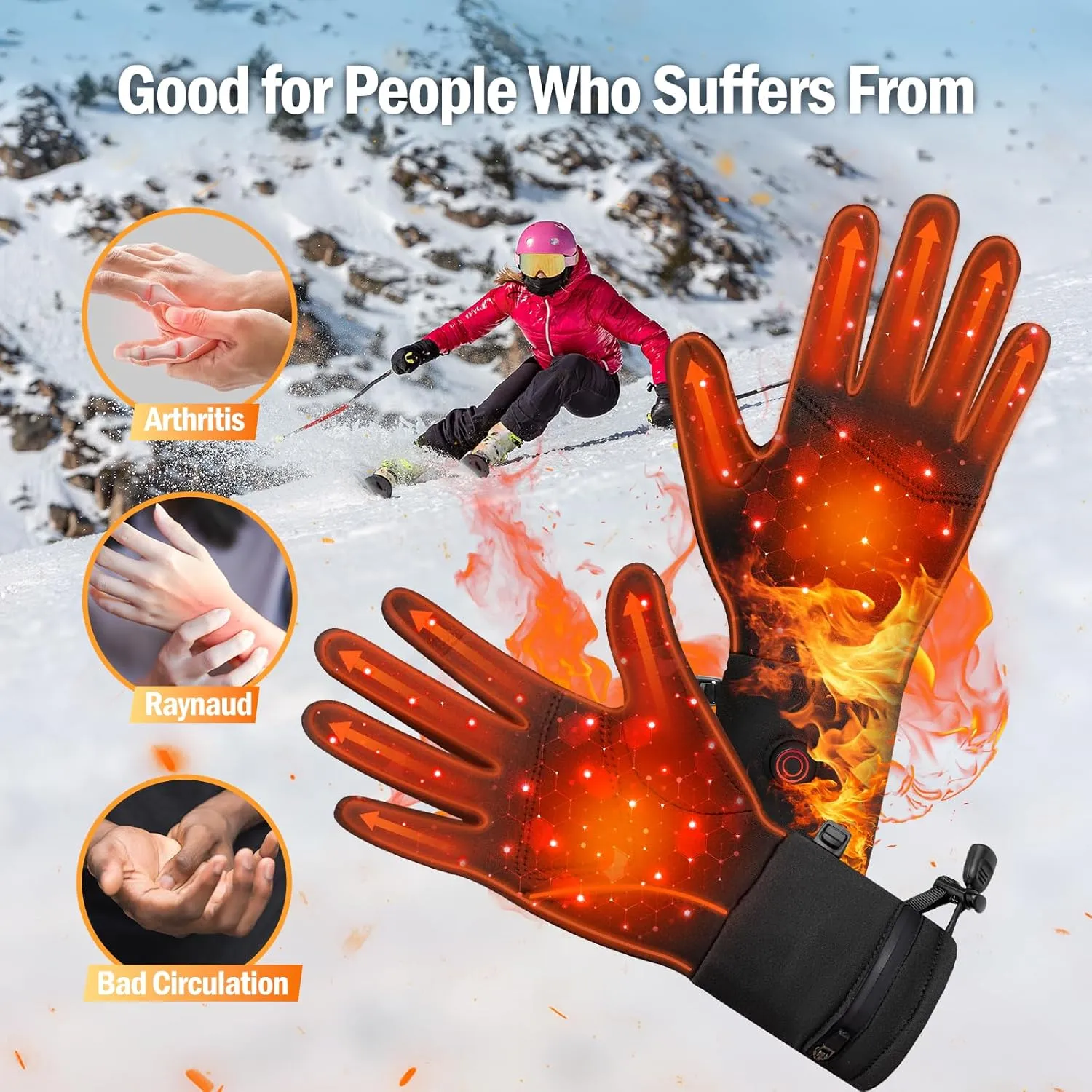 Heated Gloves Liners for Men Women Rechargeable Electric Gloves with Touchscreen Compatibility for Indoor Activities Running Hiking Cycling