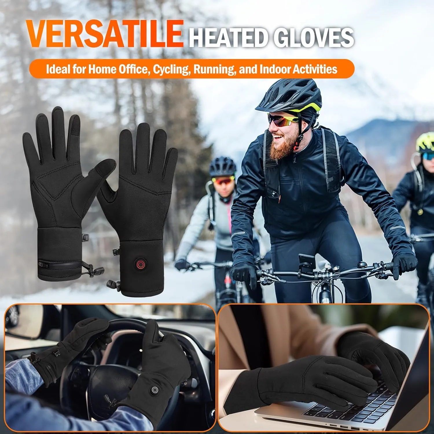 Heated Gloves Liners for Men Women Rechargeable Electric Gloves with Touchscreen Compatibility for Indoor Activities Running Hiking Cycling