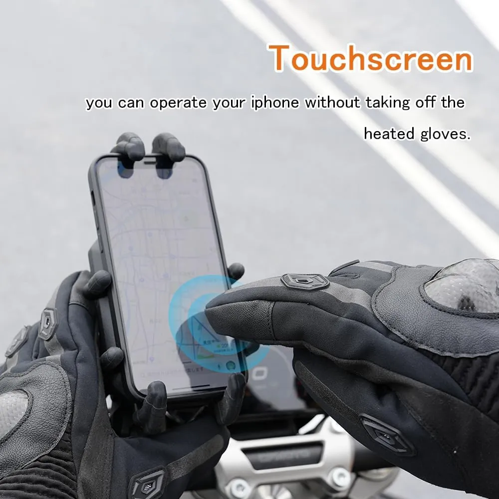 Heated Motorcycle Gloves for Men & Women - 7.4V 3000mAh Rechargeable Batteries, Electric, Touchscreen, Waterproof, Windproof, Non-Slip, Skiing, Cycling, Fishing