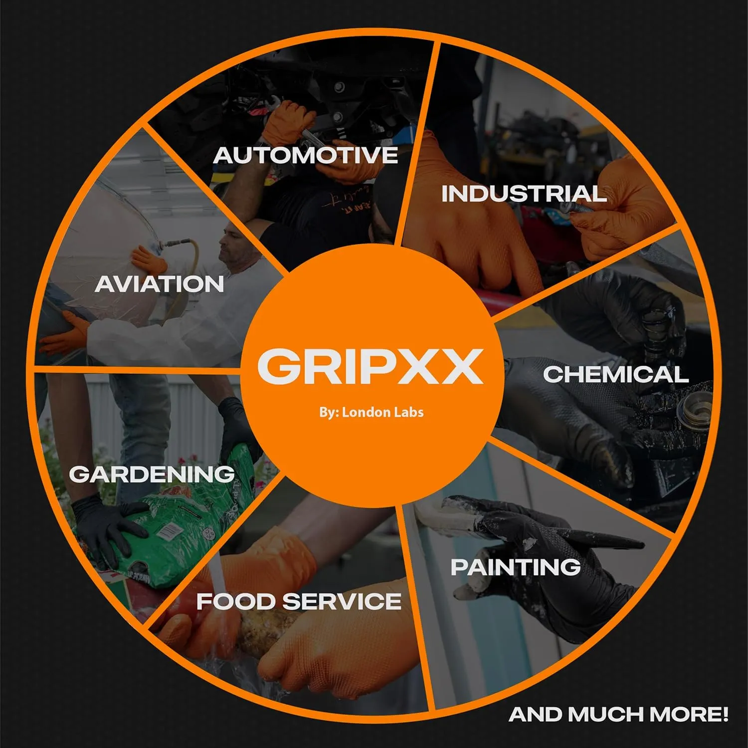 Herkules Grip Heavy Duty 8Mil Orange Nitrile Gloves,3D Raised Diamond Texture-Latex & Powder Free-Industrial, Mechanic