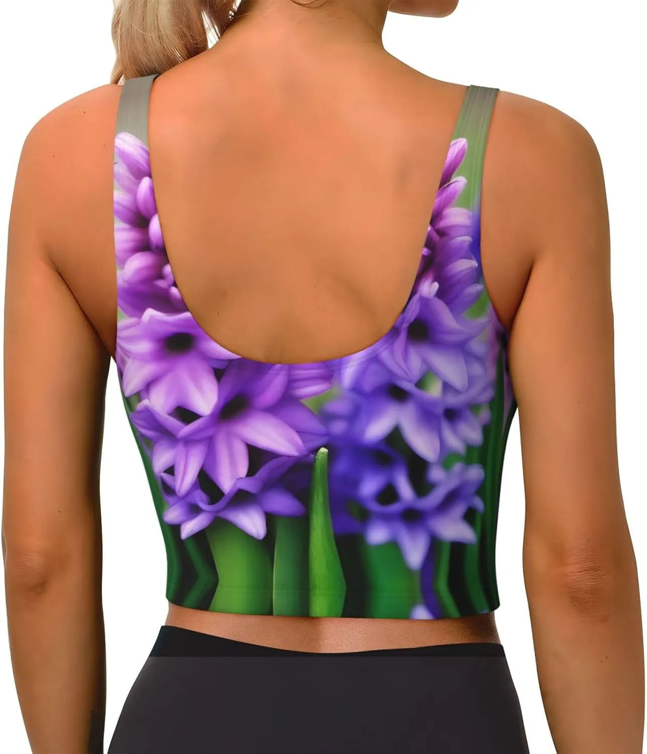 Hyacinth Women's Sexy Sports Vest Sleeveless Athletic Gym T-Shirts Vest U-Shaped Back Quick Dry Top