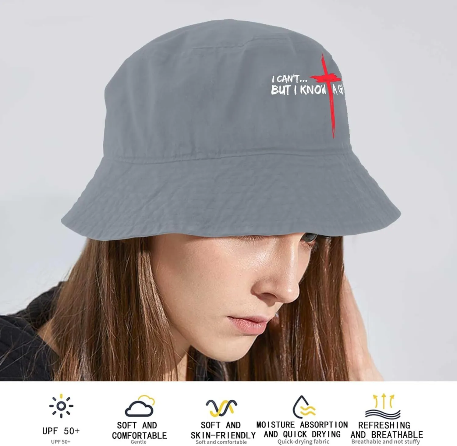 I Can't But I Knows A Guys Bucket Hat Jesus Cross Bucket Hat Flodable Hat for Travel Accessories for Basketball