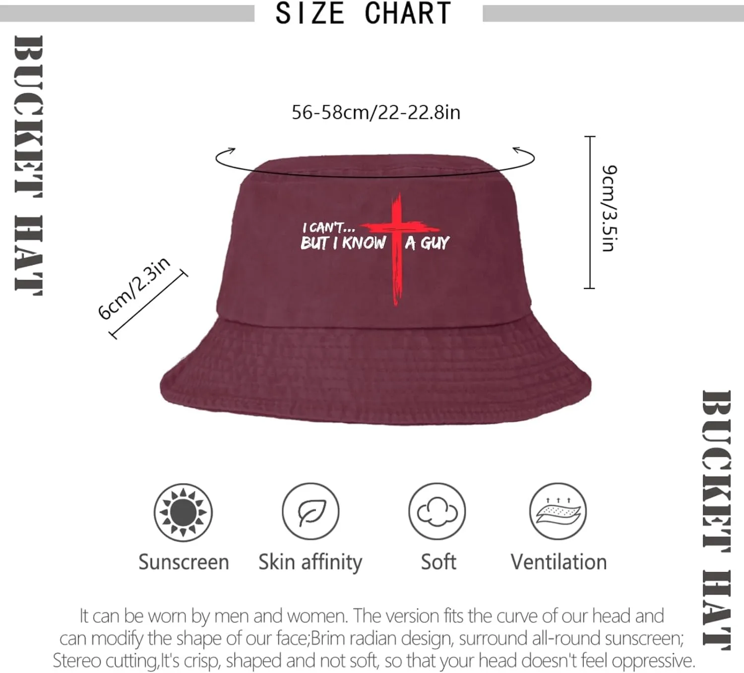 I Can't But I Knows A Guys Bucket Hat Jesus Cross Bucket Hat Flodable Hat for Travel Accessories for Basketball