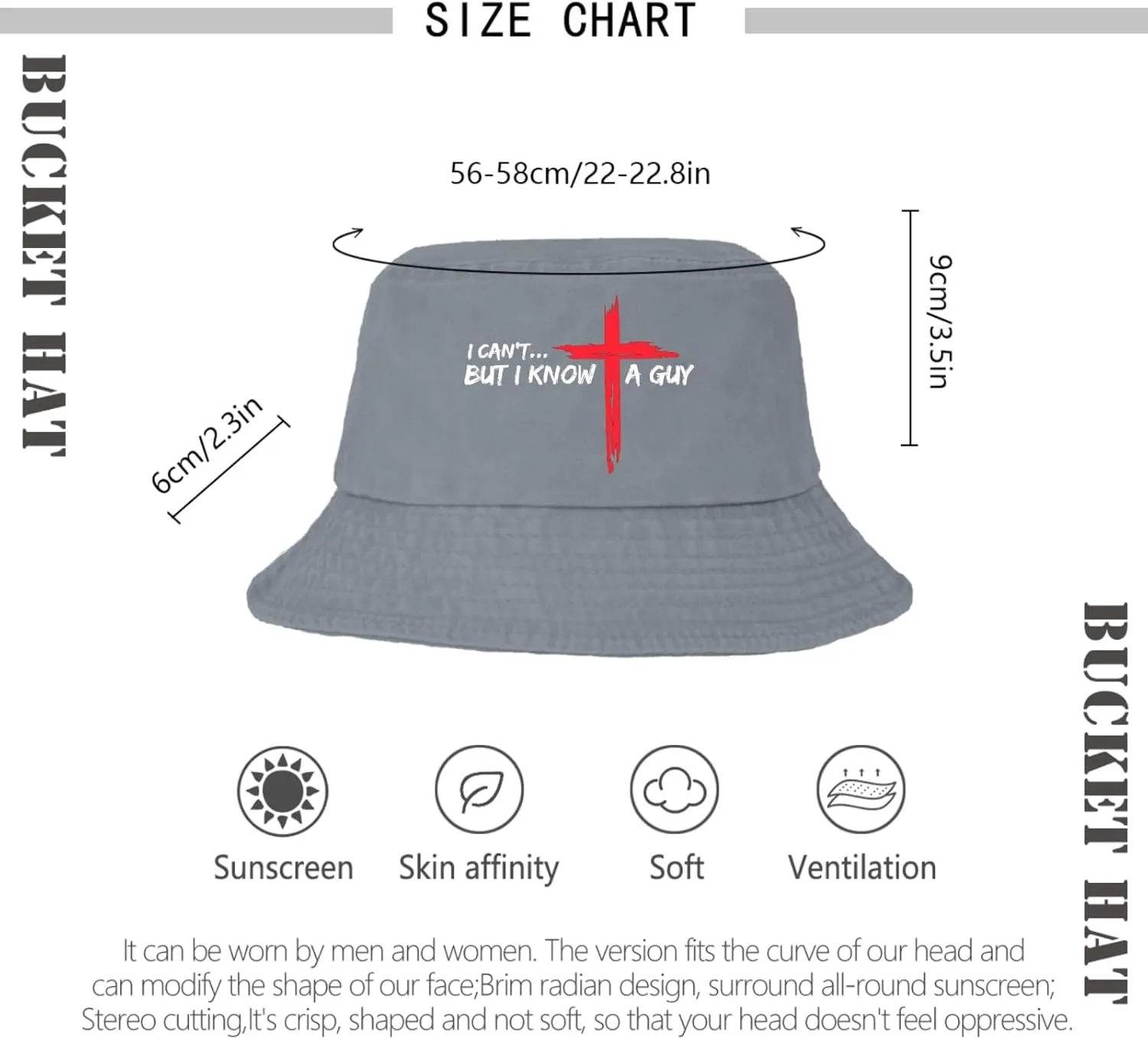 I Can't But I Knows A Guys Bucket Hat Jesus Cross Bucket Hat Flodable Hat for Travel Accessories for Basketball