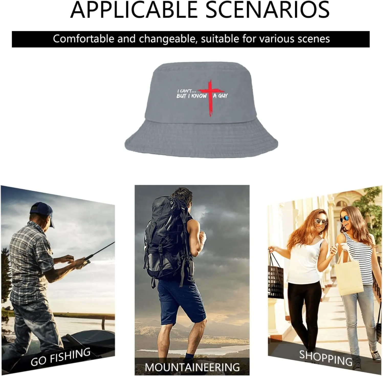 I Can't But I Knows A Guys Bucket Hat Jesus Cross Bucket Hat Flodable Hat for Travel Accessories for Basketball