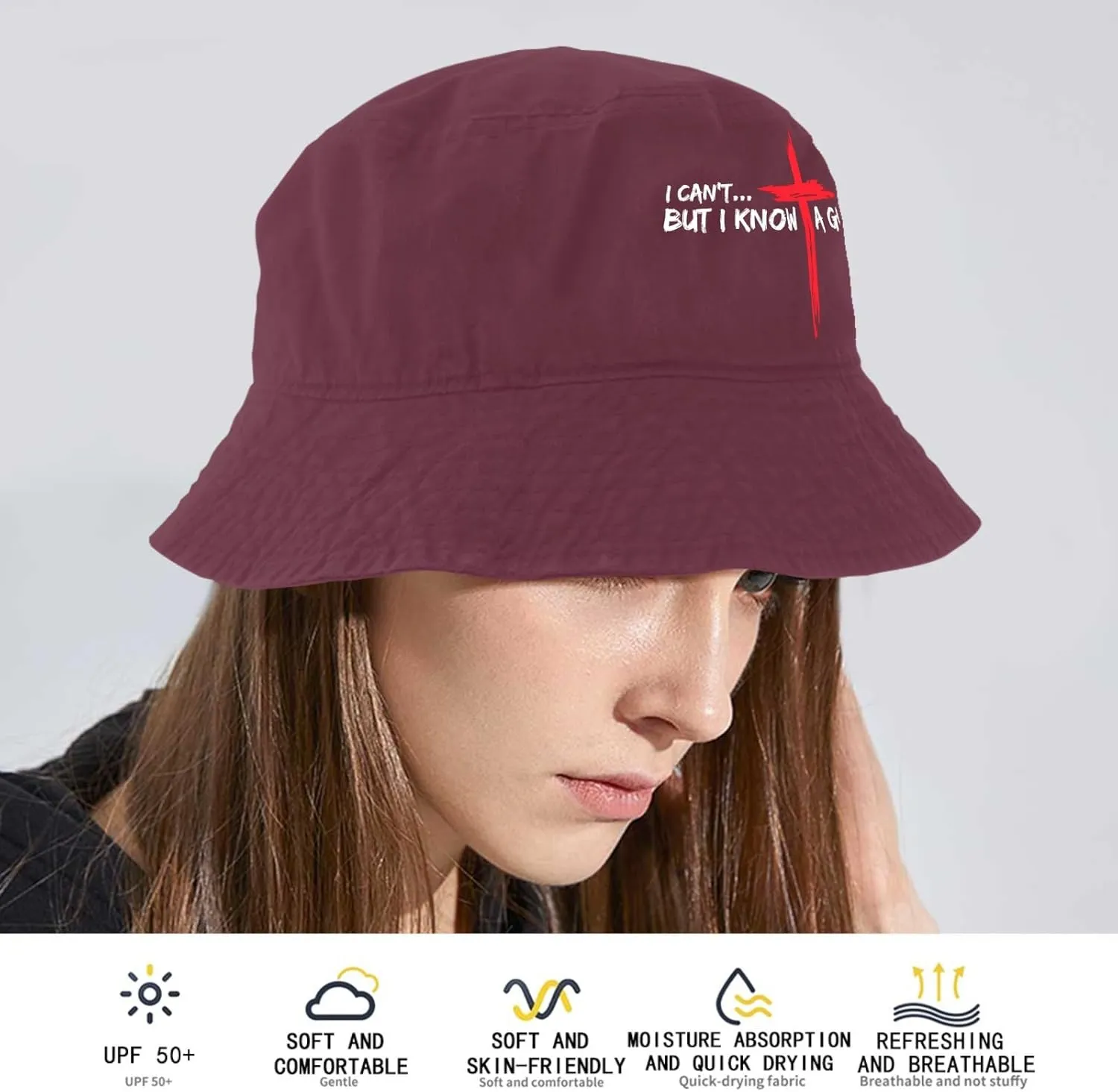 I Can't But I Knows A Guys Bucket Hat Jesus Cross Bucket Hat Flodable Hat for Travel Accessories for Basketball