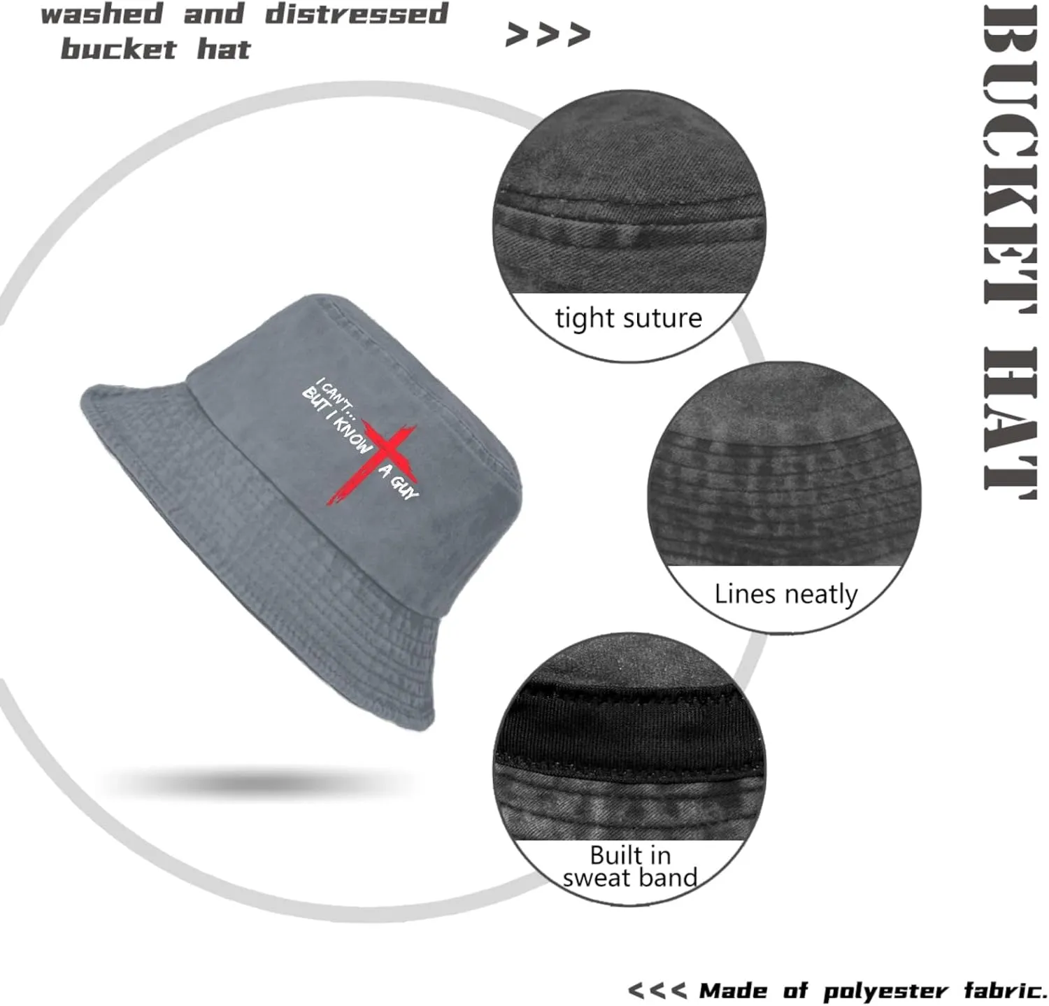I Can't But I Knows A Guys Bucket Hat Jesus Cross Bucket Hat Flodable Hat for Travel Accessories for Basketball