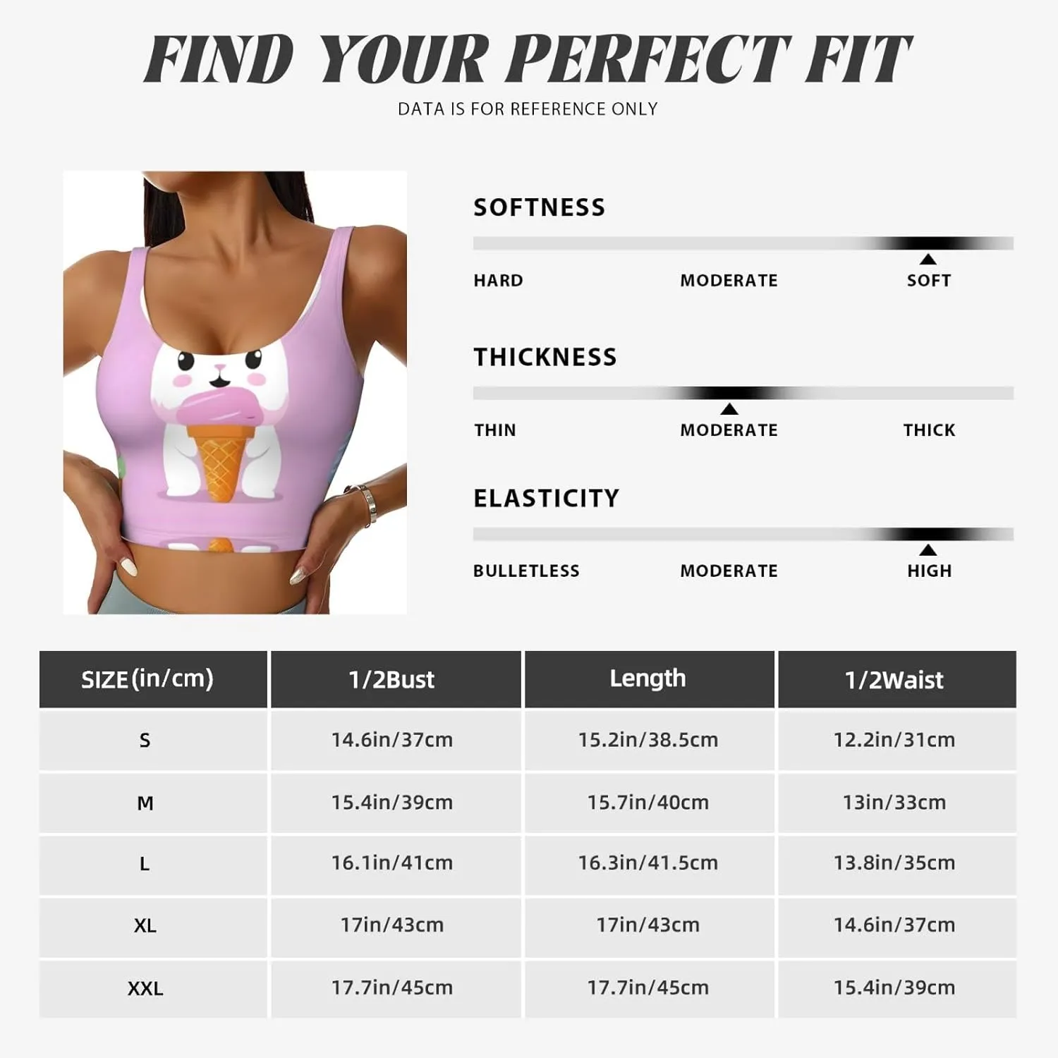 Ice Cream Bunny Women's Sexy Sports Vest Sleeveless Athletic Gym T-Shirts Vest U-Shaped Back Quick Dry Top