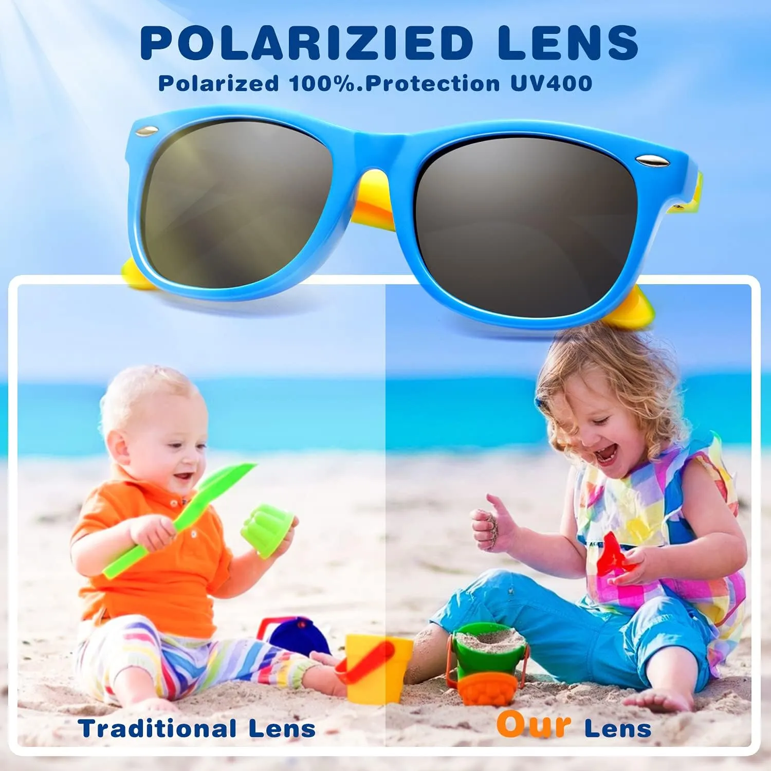 JASPIN Kids Polarized Sunglasses TPEE Rubber Flexible Frame for Boys Girls Age 3-9, 100% UV Protection. Toddler Sunglasses