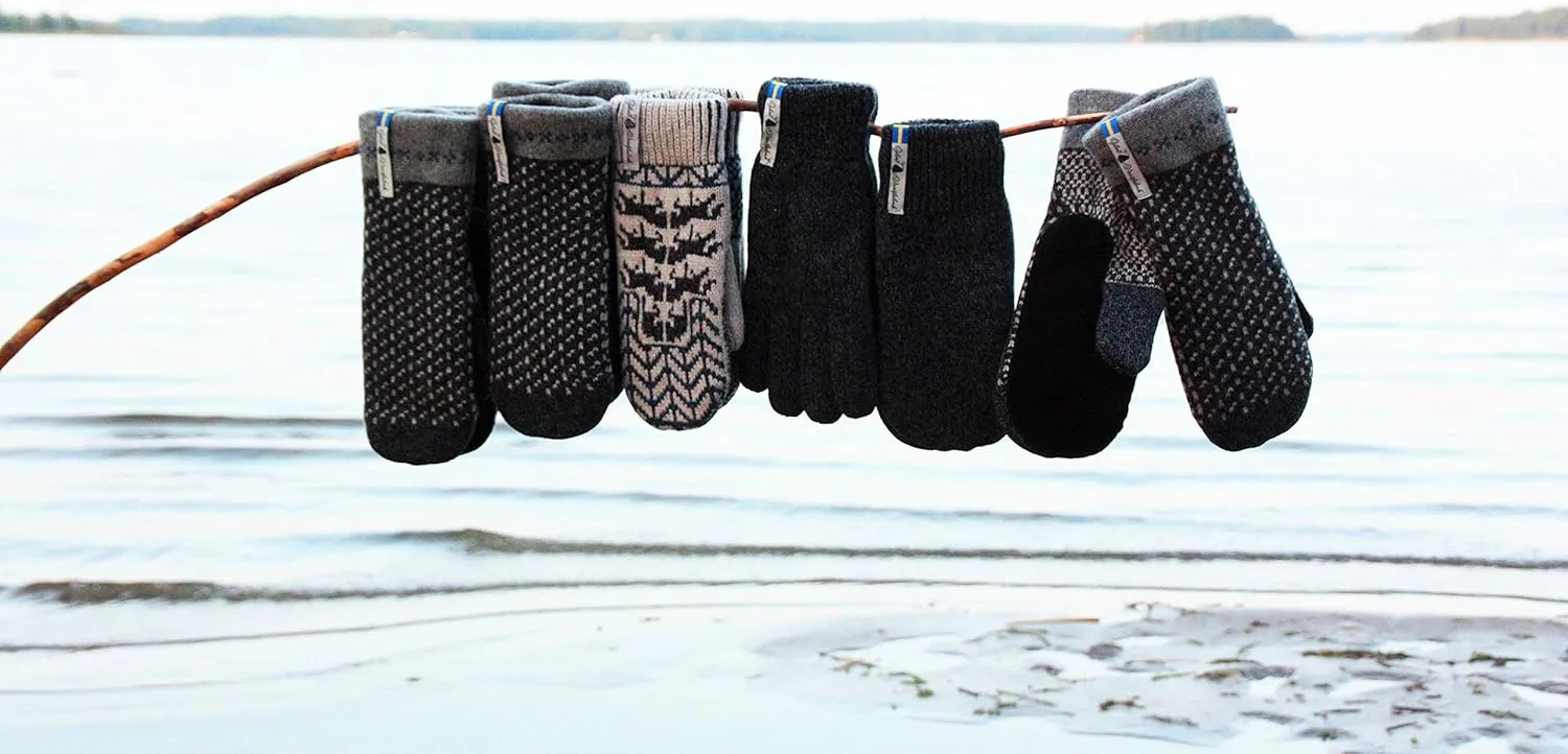 Öjbro Swedish made 100% Merino Wool Soft Thick & Extremely Warm Suede Palm Mittens (as Featured by the Raynauds Assn)