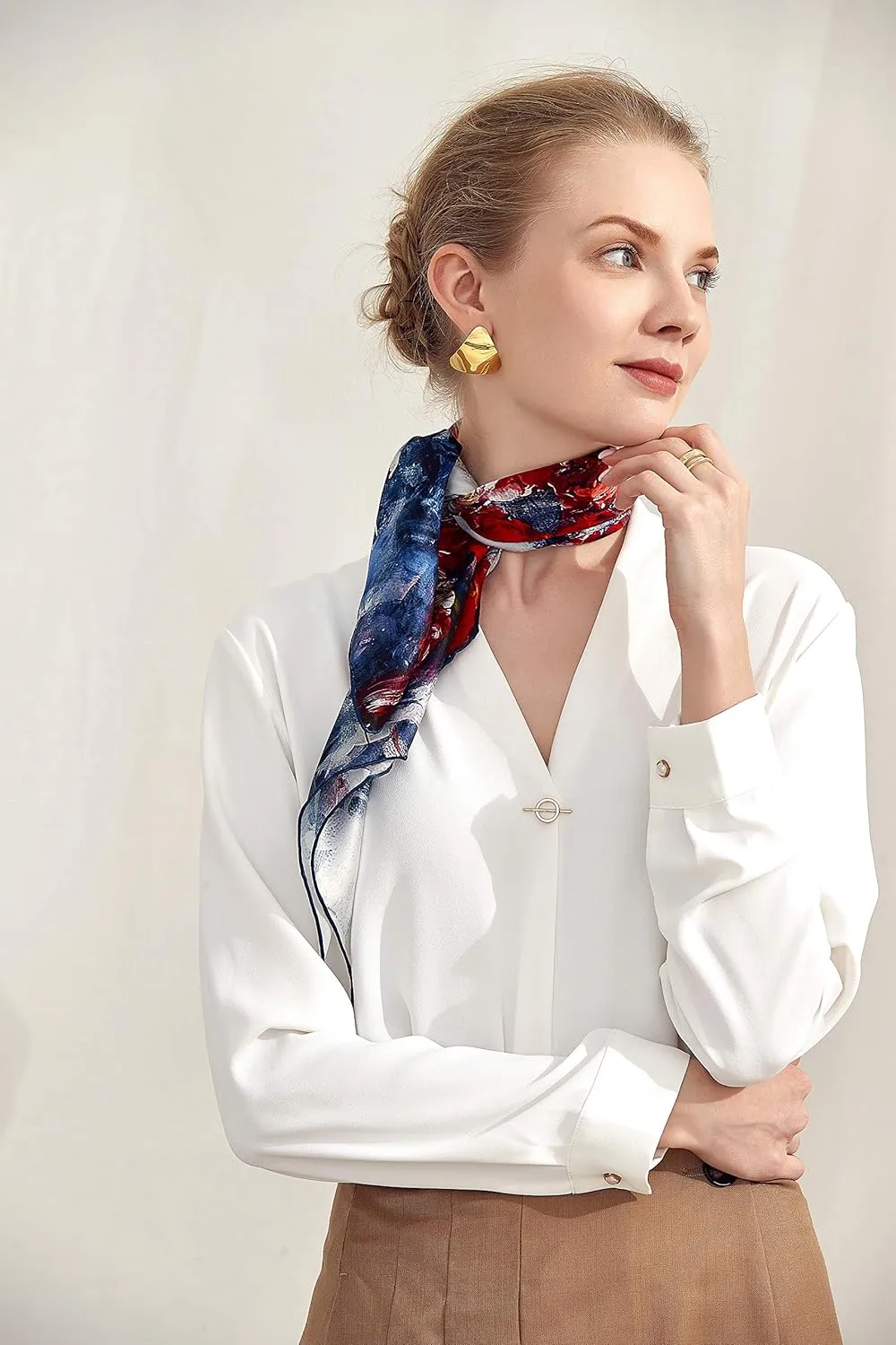 Jeelow 100 Real Mulberry Silk Scarfs 35x35 Or 25x25 Inch Square Shawl Wrap For Women Hair Wrapping