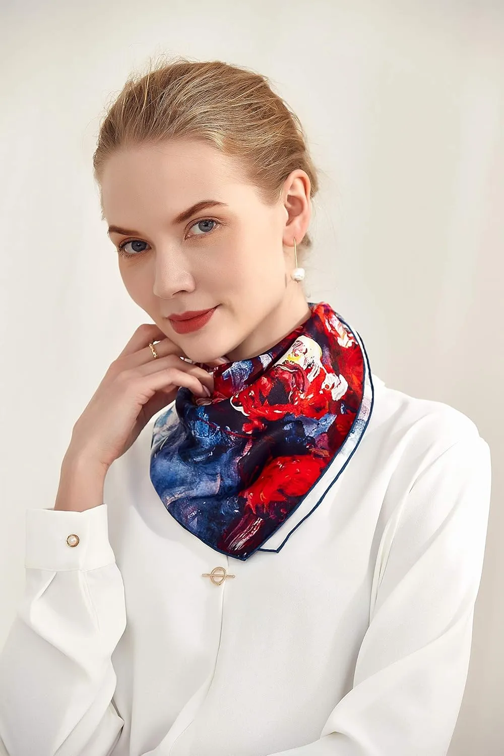 Jeelow 100 Real Mulberry Silk Scarfs 35x35 Or 25x25 Inch Square Shawl Wrap For Women Hair Wrapping