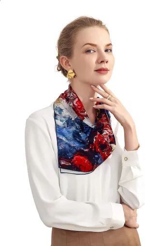 Jeelow 100 Real Mulberry Silk Scarfs 35x35 Or 25x25 Inch Square Shawl Wrap For Women Hair Wrapping