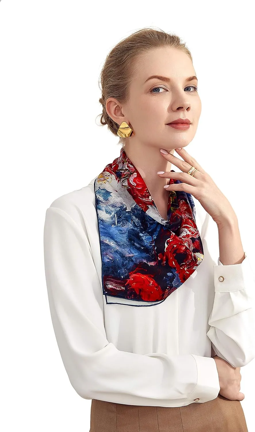 Jeelow 100 Real Mulberry Silk Scarfs 35x35 Or 25x25 Inch Square Shawl Wrap For Women Hair Wrapping