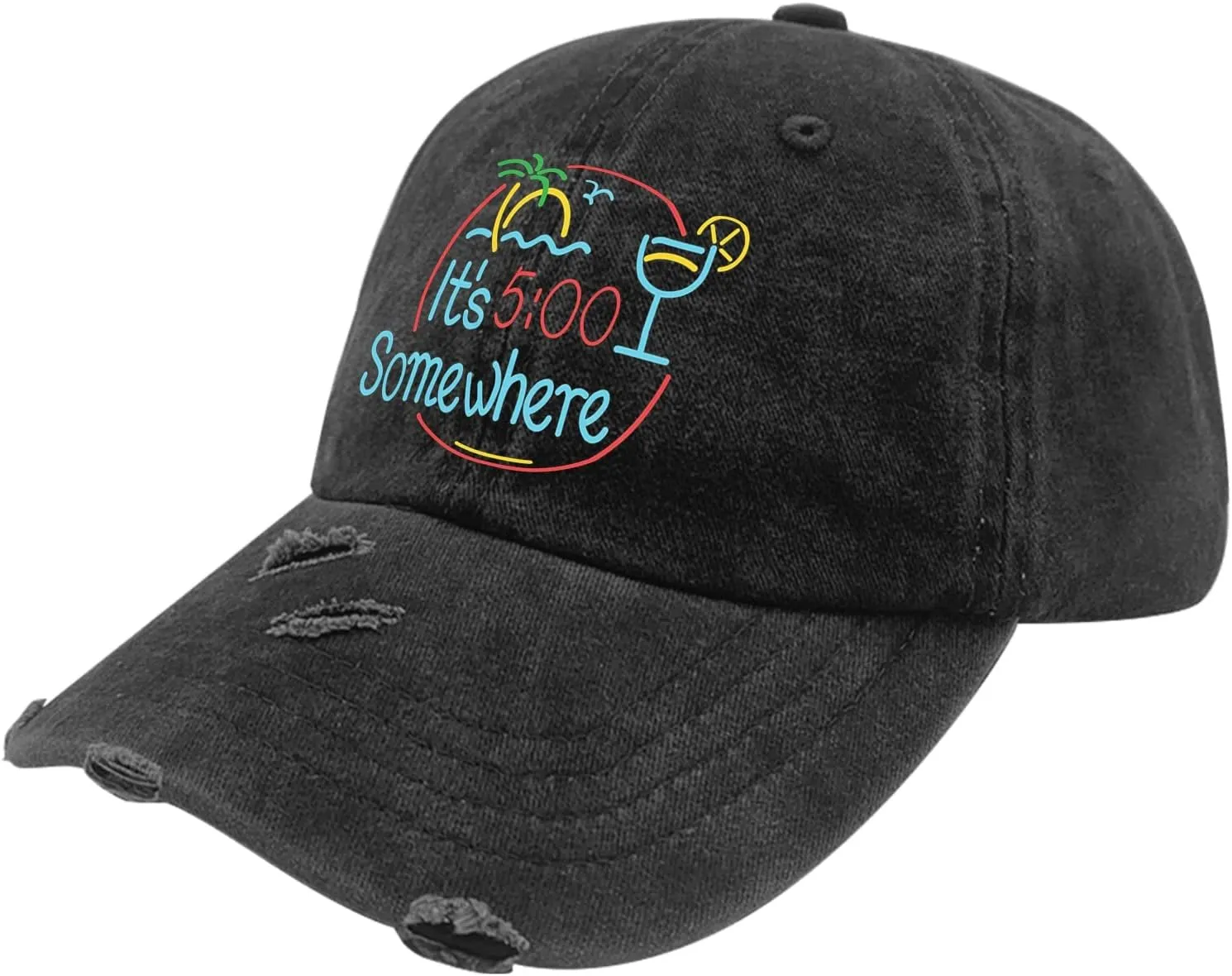 Jimmy Music Buffett Accessories Hats Its 5 Oclock Some Where Baseball Cap Mom Hat Pigment Black Womens Bucket