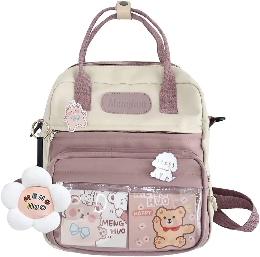 JQWSVE Kawaii Backpack Cute Messenger Bag Crossbody Canvas Tote Bag for Women Kawaii Ita Bag with Kawaii Accessories