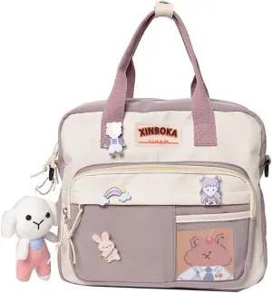 JQWSVE Kawaii Backpack Cute Messenger Bag Crossbody Canvas Tote Bag for Women Kawaii Ita Bag with Kawaii Accessories