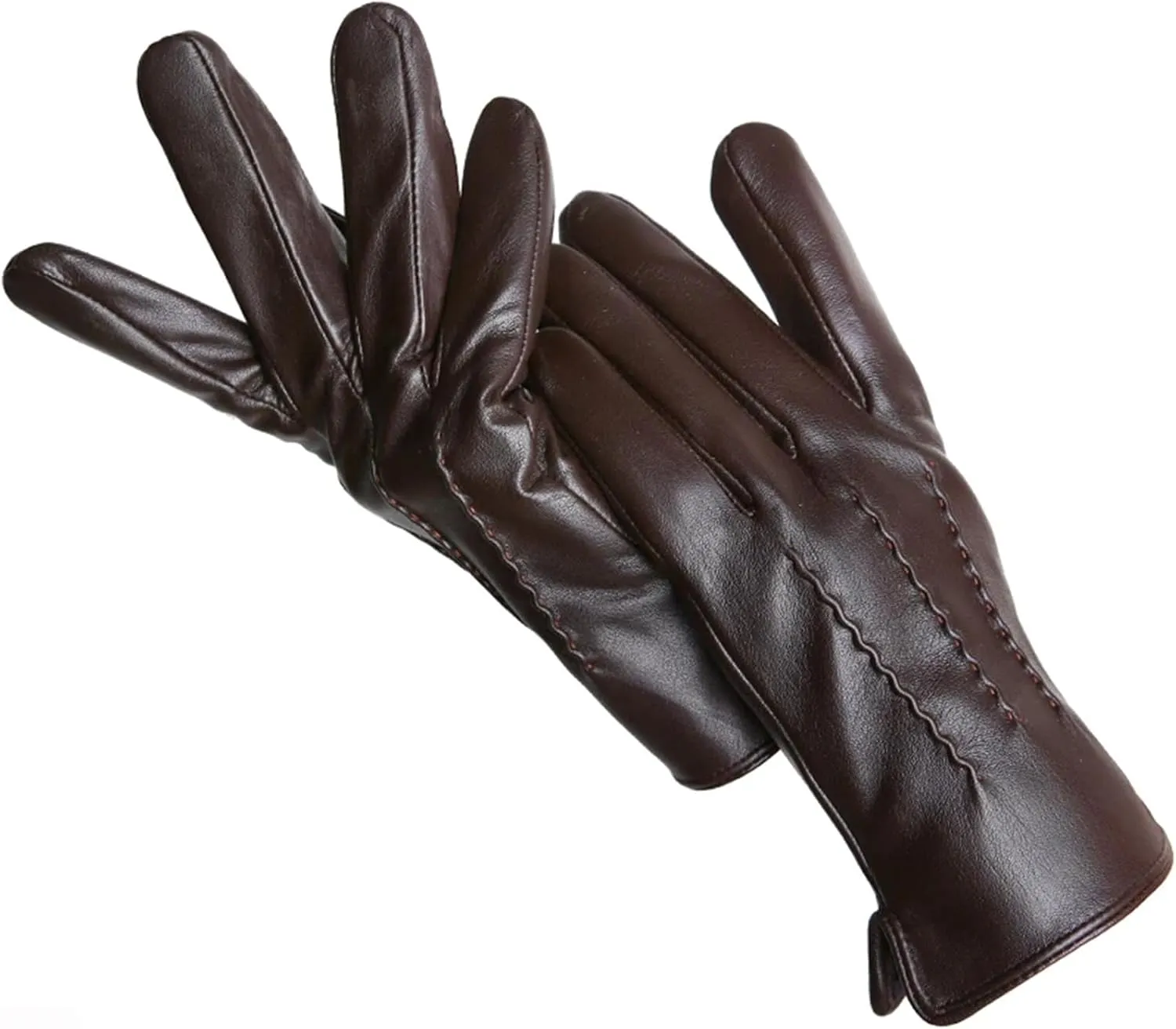 Kelsiop Fashionable Winter Lambskin Gloves Motorcycle Driving Leather Gloves Outdoor Simple Men's Leather Gloves
