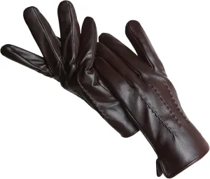 Kelsiop Fashionable Winter Lambskin Gloves Motorcycle Driving Leather Gloves Outdoor Simple Men's Leather Gloves