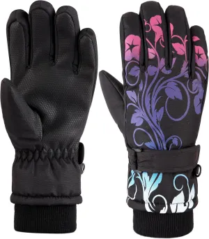 Kids Waterproof Ski Snowboard Gloves Mittens Thinsulate Lined Winter Cold Weather Gloves for Boys and Girls