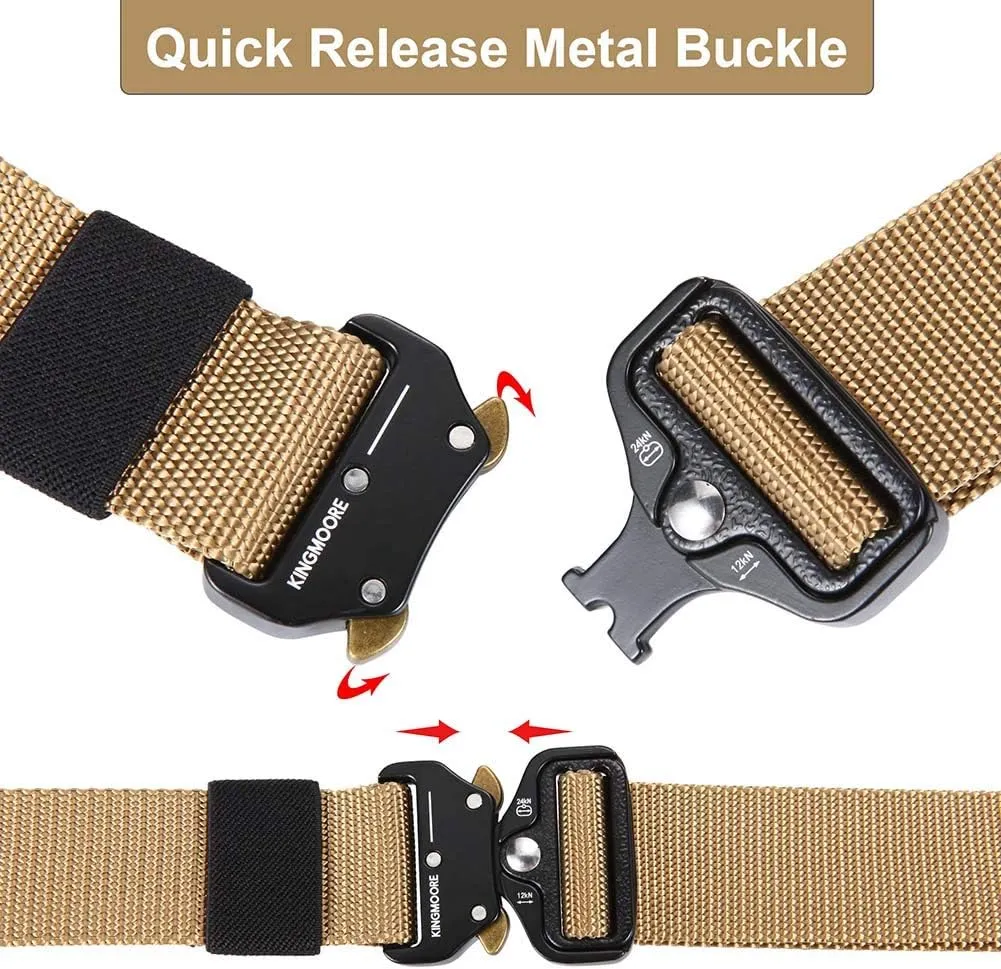 KingMoore Men's Tactical Belt Heavy Duty Webbing Belt Adjustable Military Style Nylon Belts