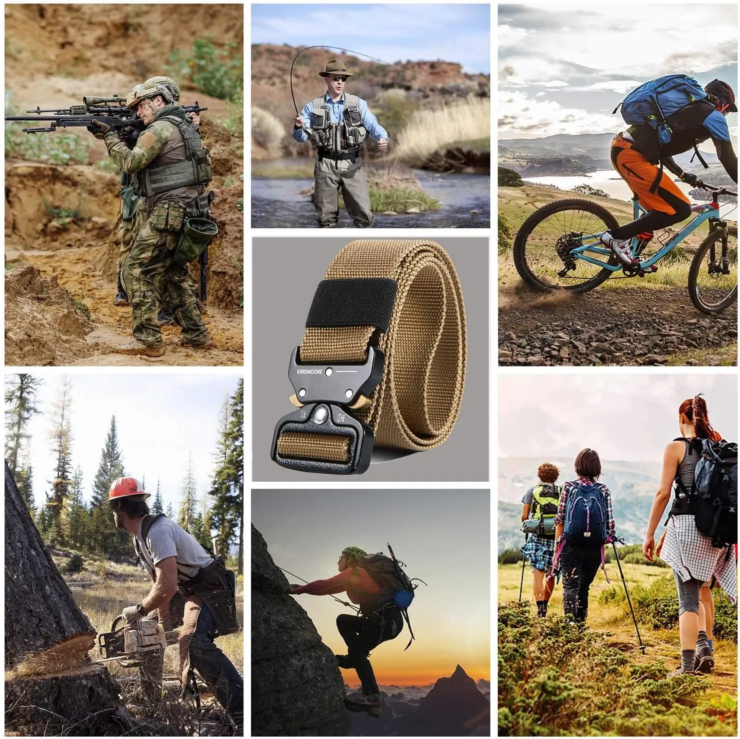 KingMoore Men's Tactical Belt Heavy Duty Webbing Belt Adjustable Military Style Nylon Belts
