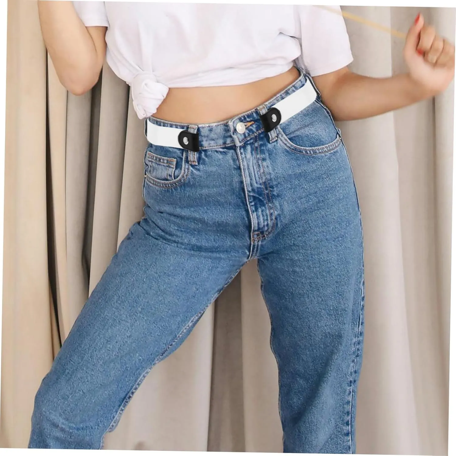 Lazy Belt Buckle Elastic Belt Buckle- Invisible Elastic Waist Belts Side Belt for Women Belts