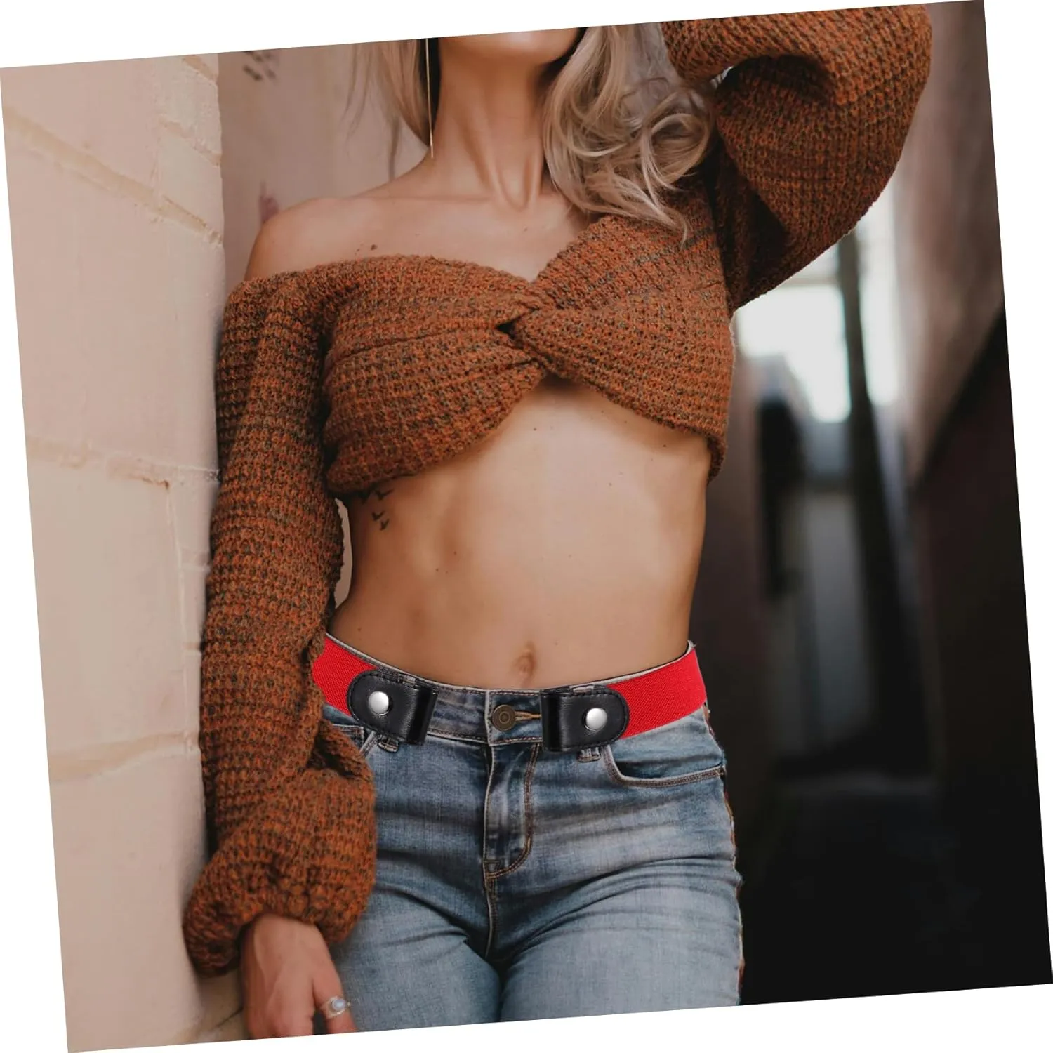 Lazy Belt Buckle Elastic Belt Buckle- Invisible Elastic Waist Belts Side Belt for Women Belts