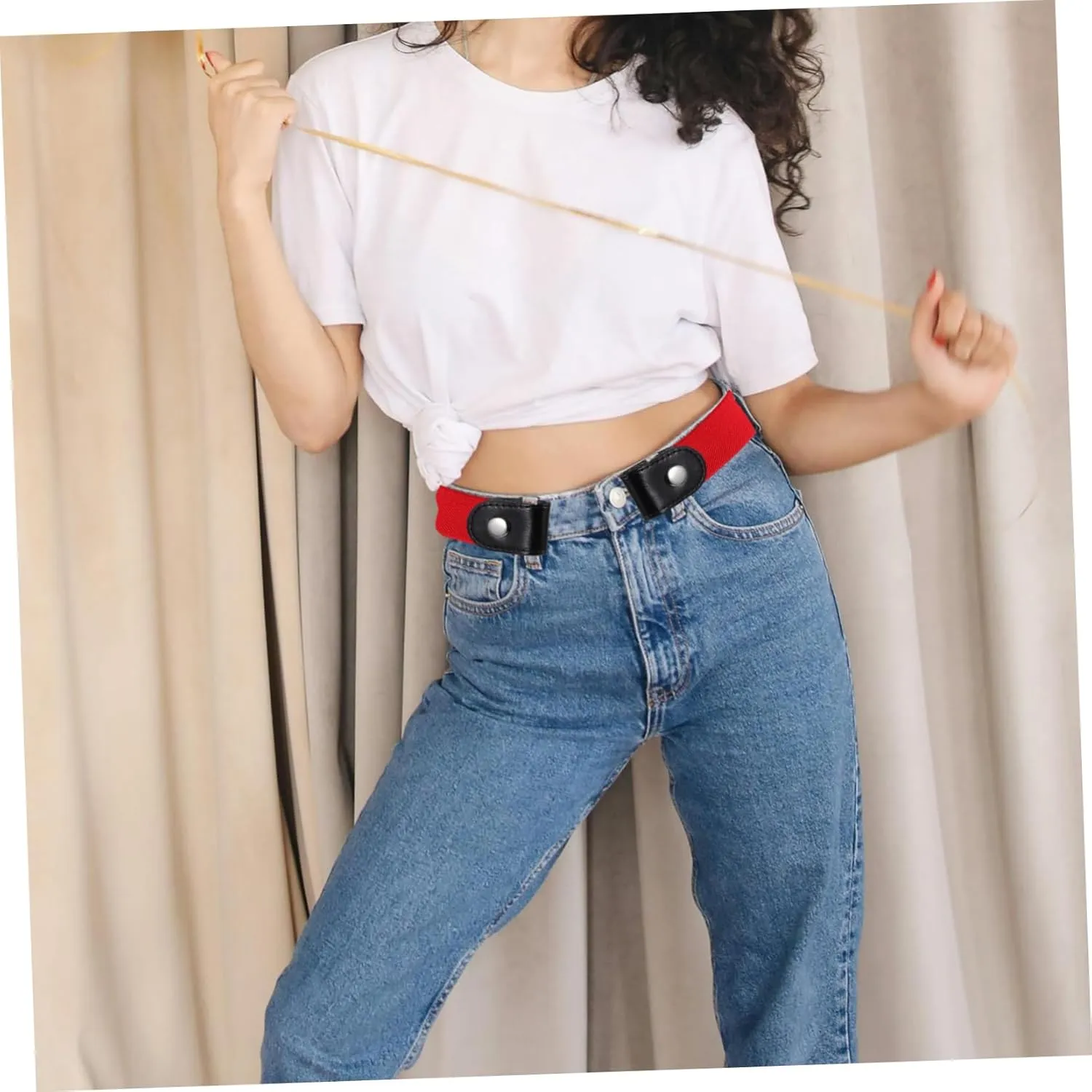 Lazy Belt Buckle Elastic Belt Buckle- Invisible Elastic Waist Belts Side Belt for Women Belts