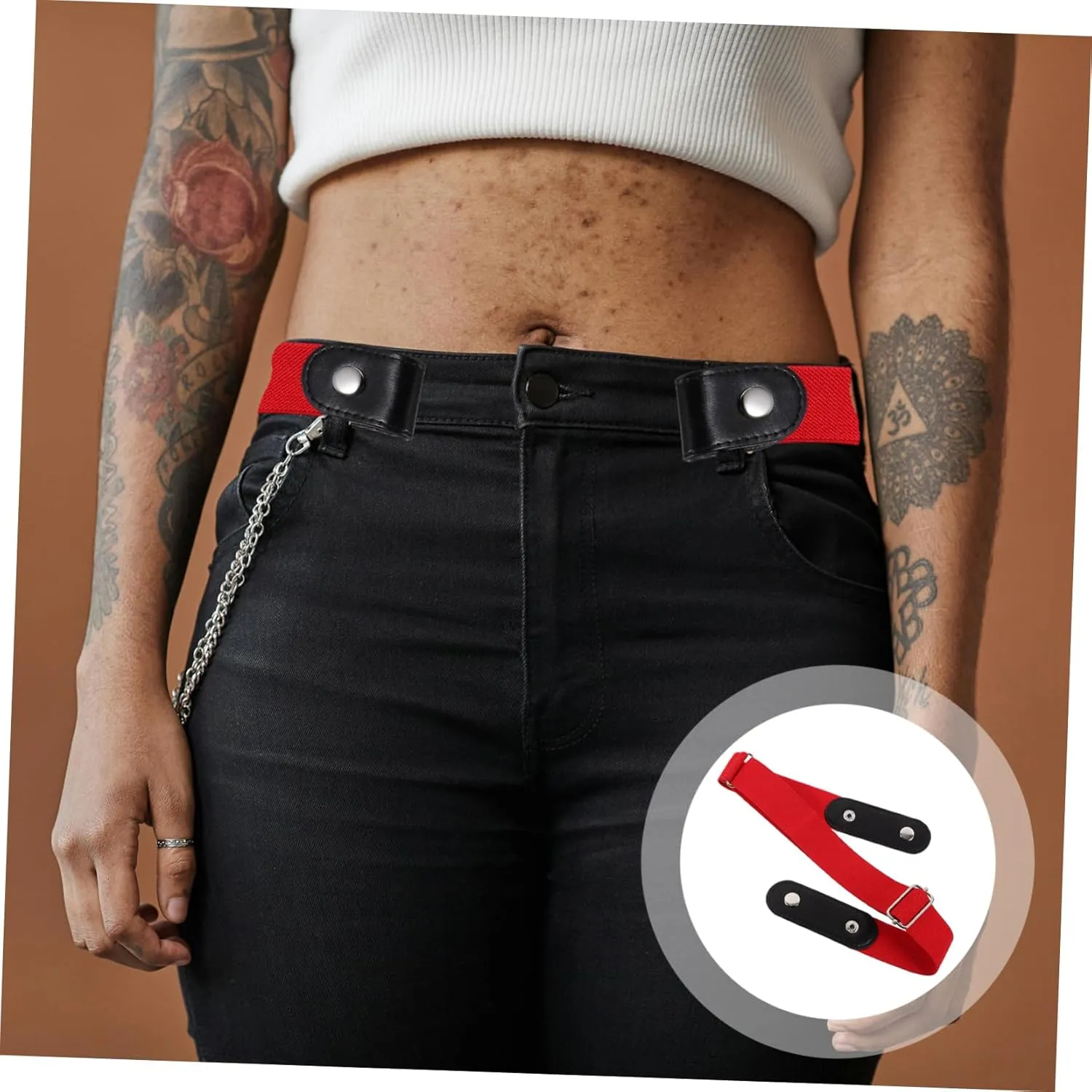 Lazy Belt Buckle Elastic Belt Buckle- Invisible Elastic Waist Belts Side Belt for Women Belts