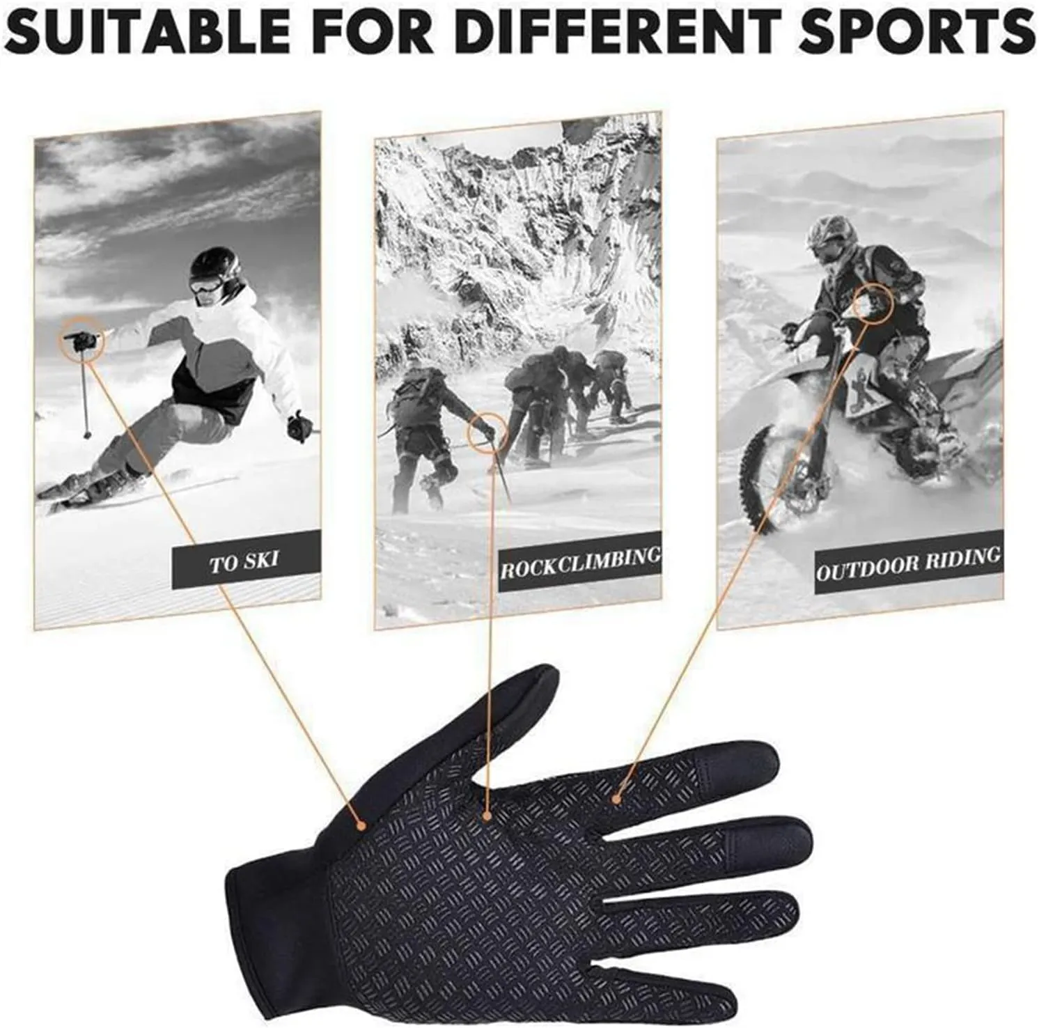 LELEBEAR Thermal Heating Gloves, Winter Touch Screen Warm Windproof Gloves for Cycling, Running, Driving
