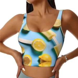 Lemon Popsicle Women's Sexy Sports Vest Sleeveless Athletic Gym T-Shirts Vest U-Shaped Back Quick Dry Top