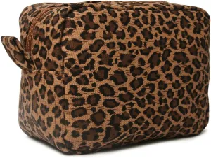 Leopard Cosmetic Bags 4 liters Big Cheetah Print Makeup Bag Lightweight Canvas Travel Toiletry Purses Accessories Organizer Pouch Gifts for Women