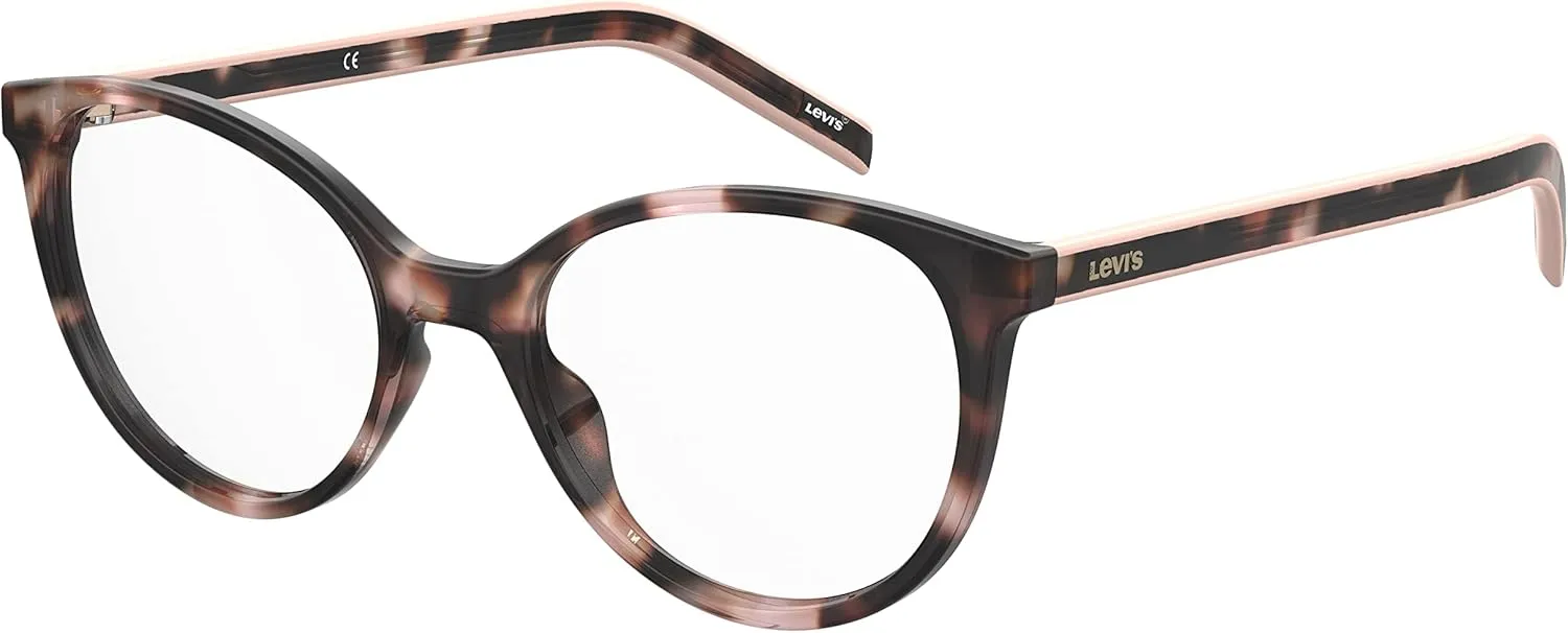 Levi's Women's LV 1031 Cat Eye Prescription Eyewear Frames, Pink Havana/Demo Lens, 51 mm, 17mm