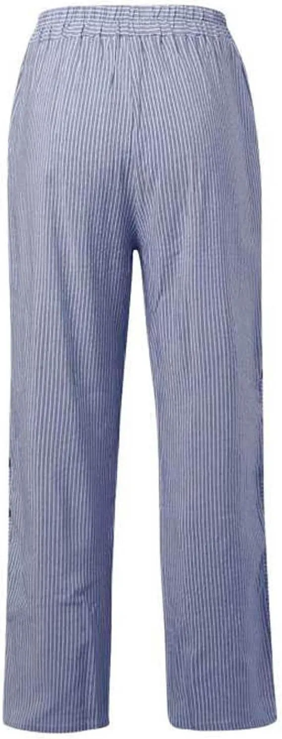 Linen Pants for Women Casual Elastic Waist Straight Leg Trousers Trendy Striped Side Button Baggy Pants with Pockets