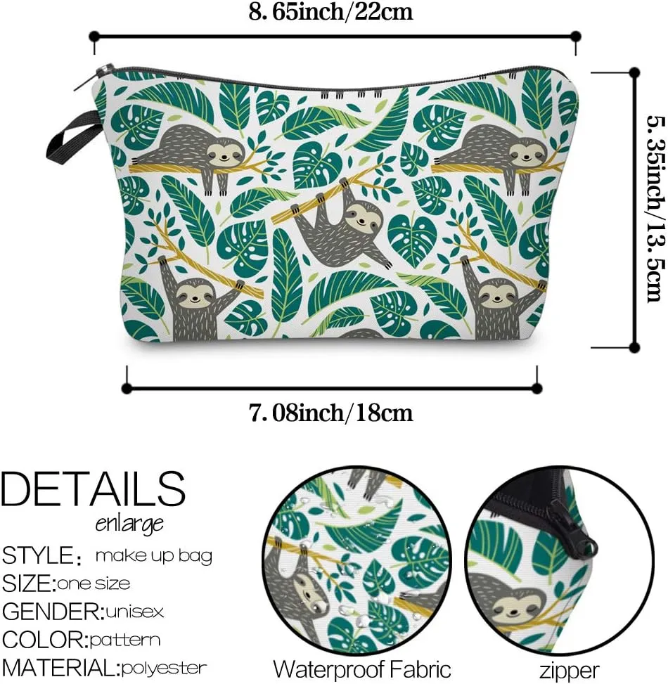 LOOMILOO Cosmetic Bag for Women, Adorable Roomy Makeup Bags Travel Water Resistant Toiletry Bag Accessories Organizer Sloth (Sloth 51476)