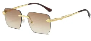 Luxury Design Sunglasses for Women Popular Rimless Sunshade Mirror Trend Gradient Color Outdoors