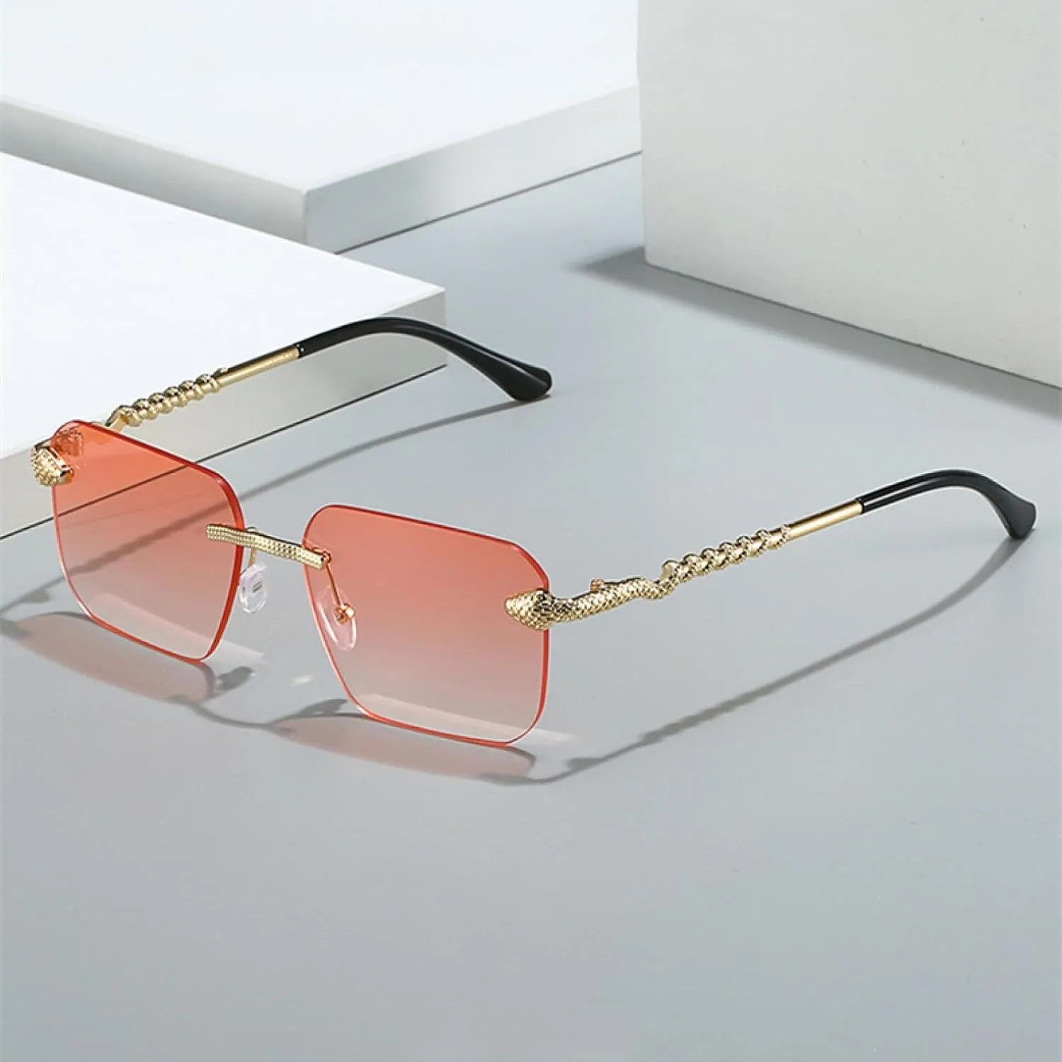 Luxury Design Sunglasses for Women Popular Rimless Sunshade Mirror Trend Gradient Color Outdoors