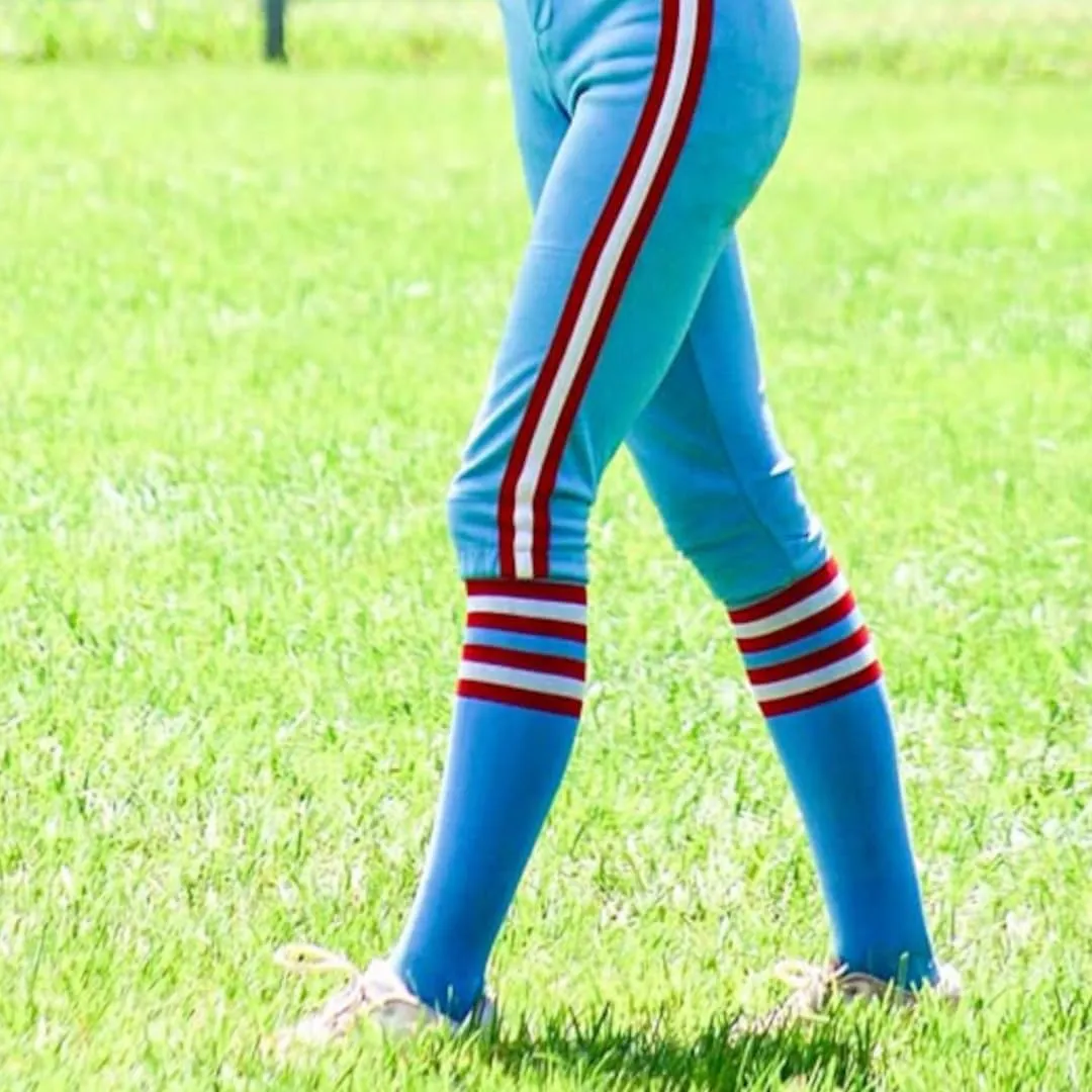 MadSportsStuff Dugout Striped Baseball Socks Softball Youth and Adult for Boys Girls Men Women Over the Calf Length