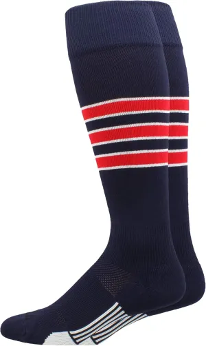 MadSportsStuff Dugout Striped Baseball Socks Softball Youth and Adult for Boys Girls Men Women Over the Calf Length