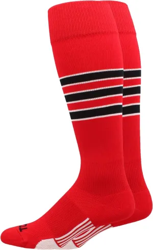 MadSportsStuff Dugout Striped Baseball Socks Softball Youth and Adult for Boys Girls Men Women Over the Calf Length