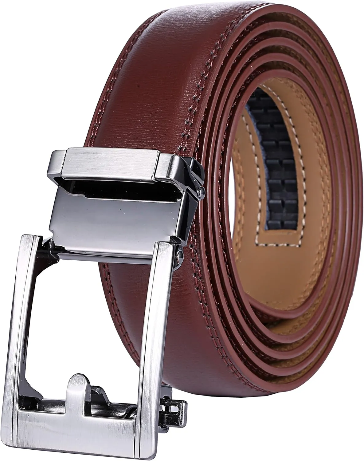 Marino Mens Genuine Leather Ratchet Dress Belt With Automatic Buckle, Enclosed in an Elegant Gift Box