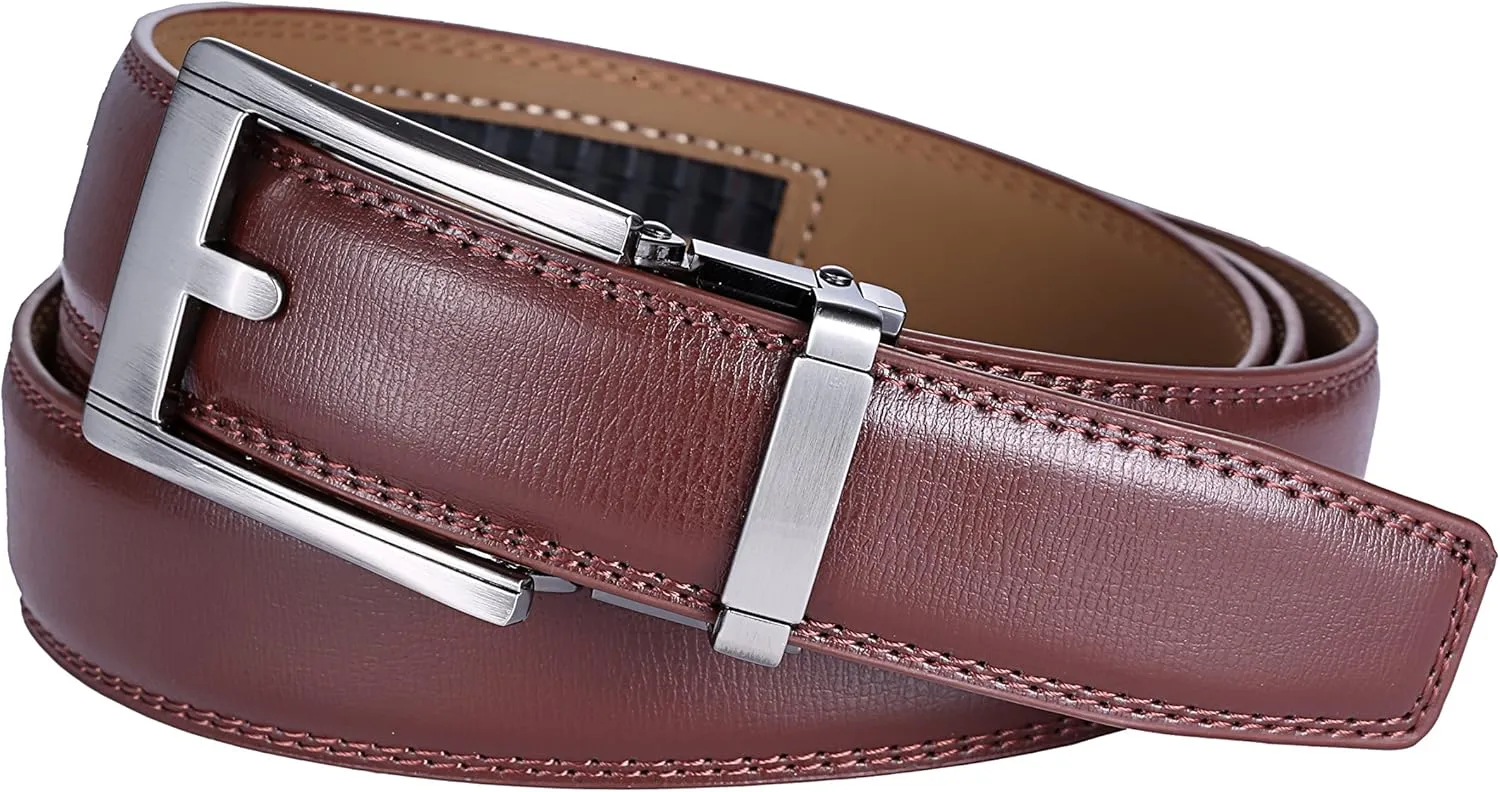 Marino Mens Genuine Leather Ratchet Dress Belt With Automatic Buckle, Enclosed in an Elegant Gift Box