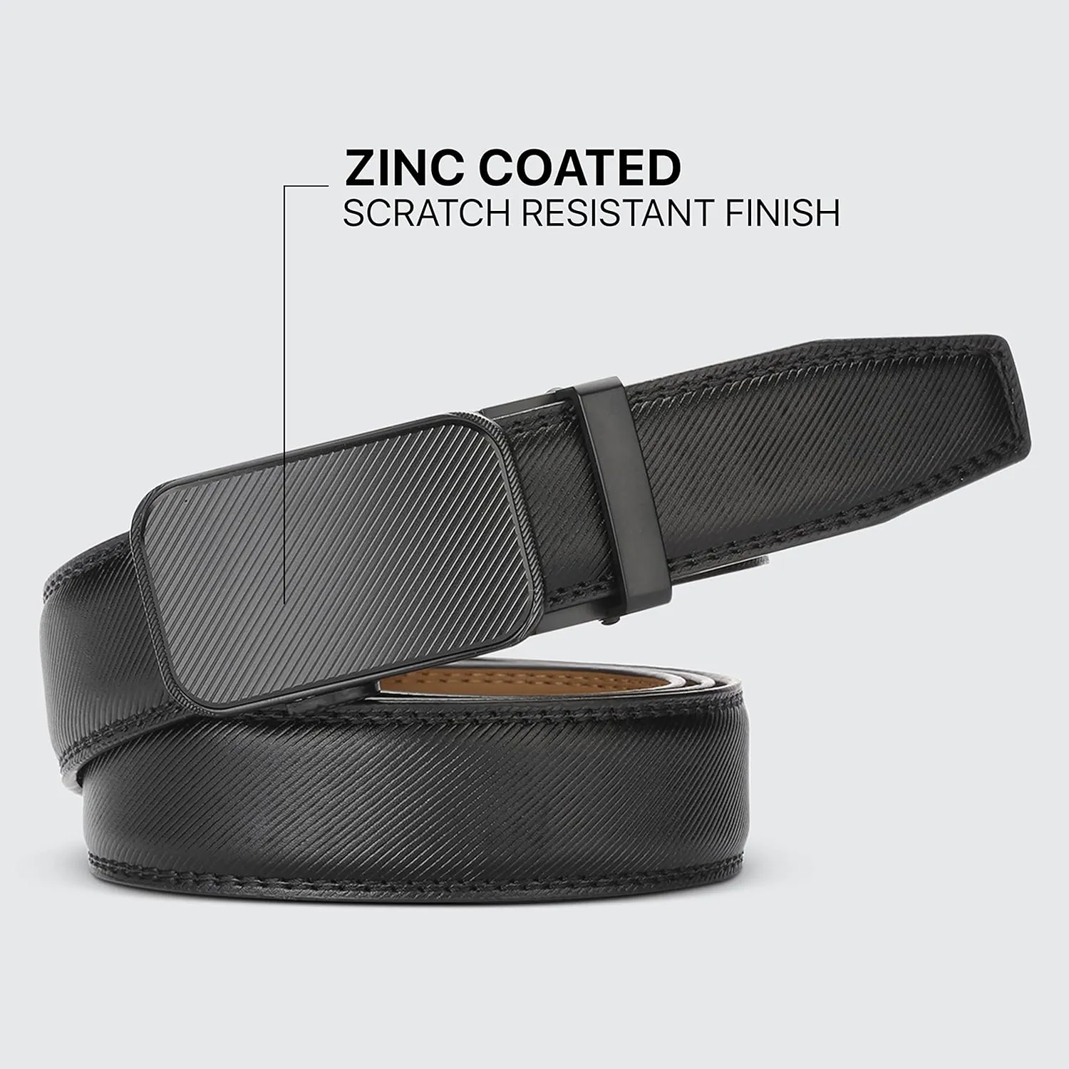Marino Mens Genuine Leather Ratchet Dress Belt With Automatic Buckle, Enclosed in an Elegant Gift Box