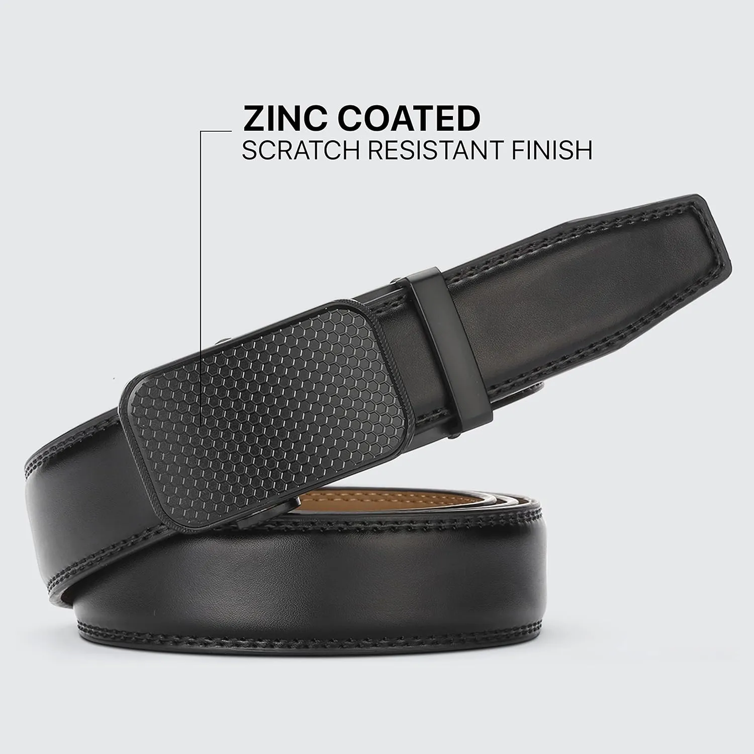 Marino Mens Genuine Leather Ratchet Dress Belt With Automatic Buckle, Enclosed in an Elegant Gift Box