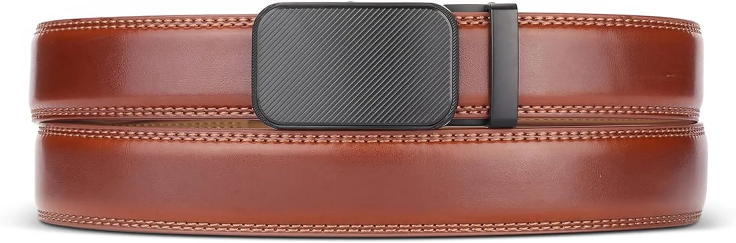 Marino Mens Genuine Leather Ratchet Dress Belt With Automatic Buckle, Enclosed in an Elegant Gift Box