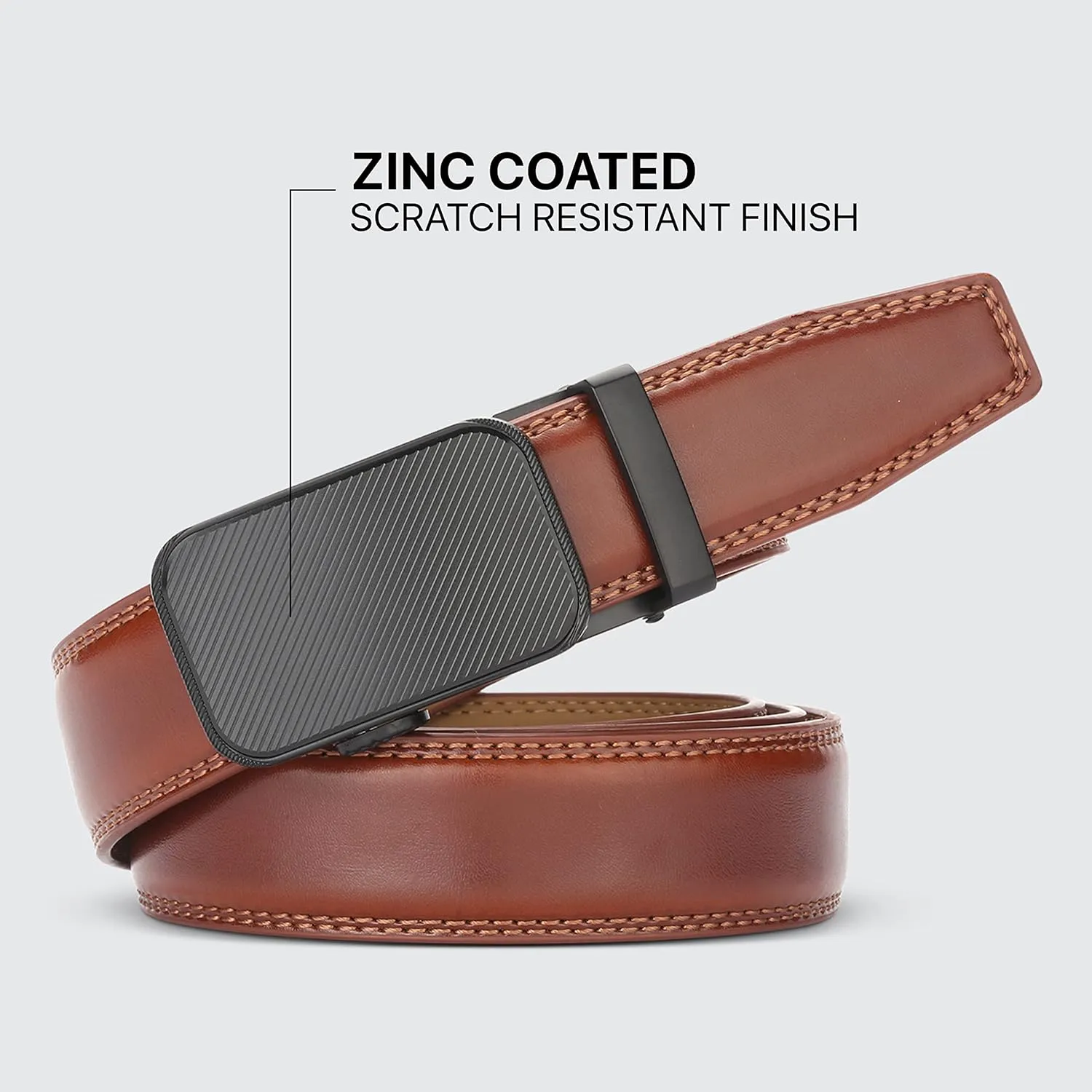 Marino Mens Genuine Leather Ratchet Dress Belt With Automatic Buckle, Enclosed in an Elegant Gift Box